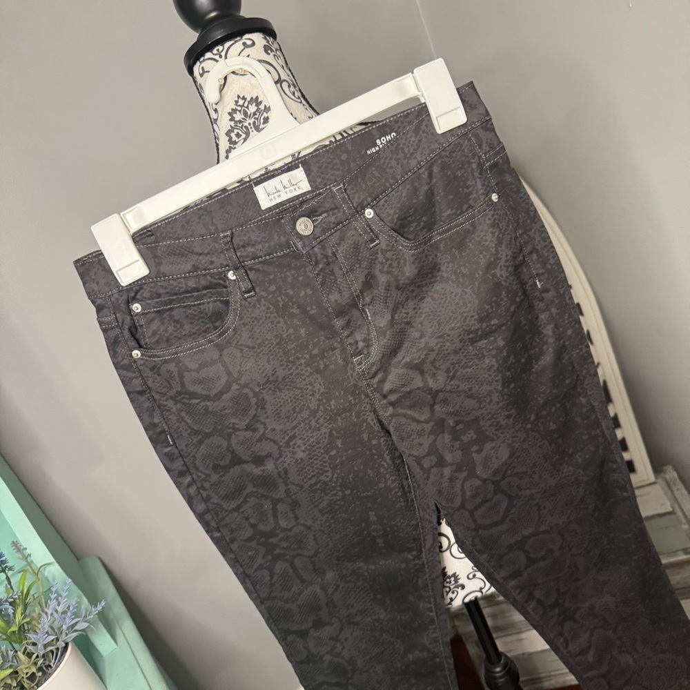 Nicole Miller Soho High Rise Skinny Snakeskin Jean Size 8 Boho Concert Festival - Picture 2 of 9